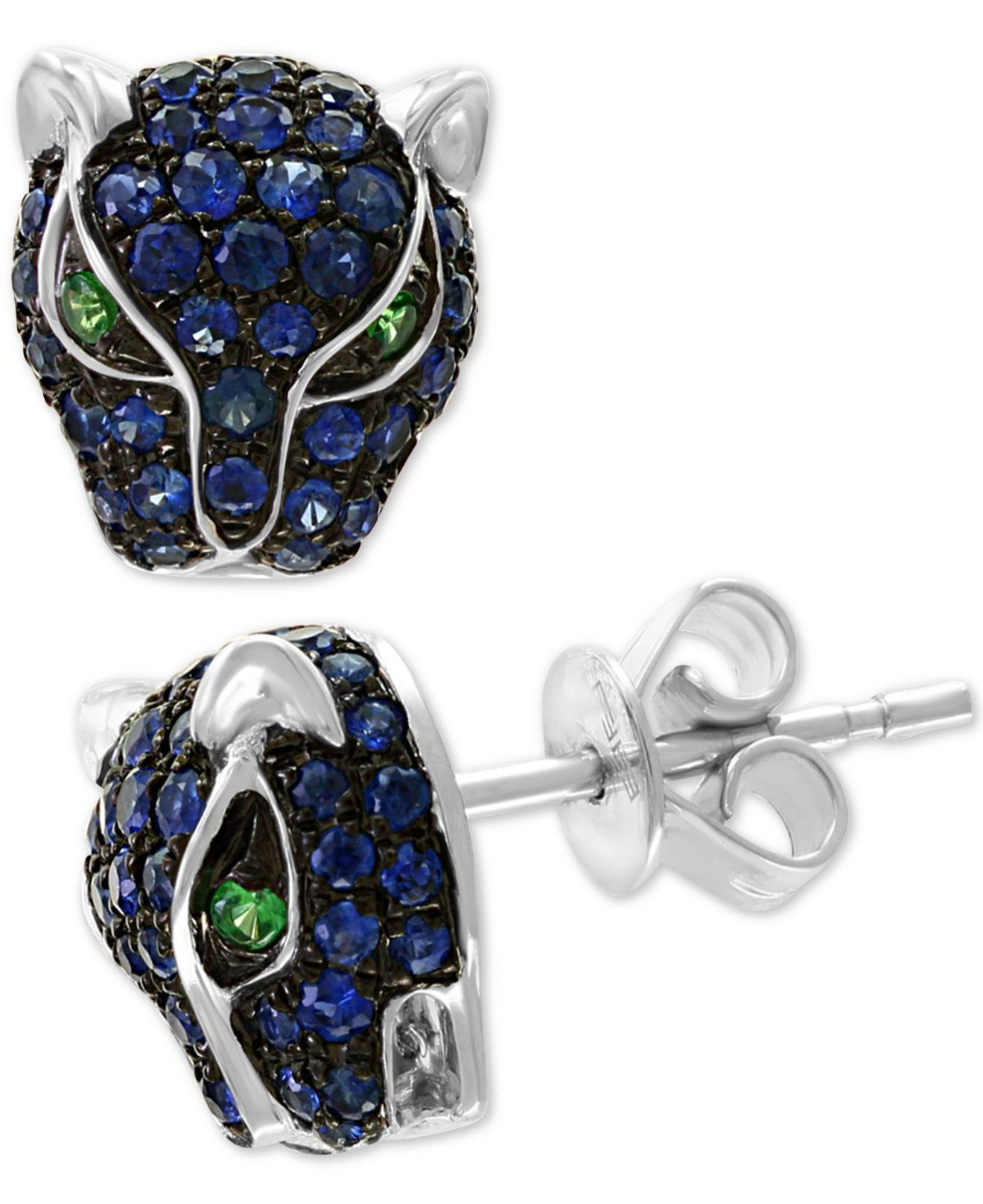 Effy Effy® Sapphire (3/4 Ct .t.w.) And Tsavorite Accent Panther Stud
