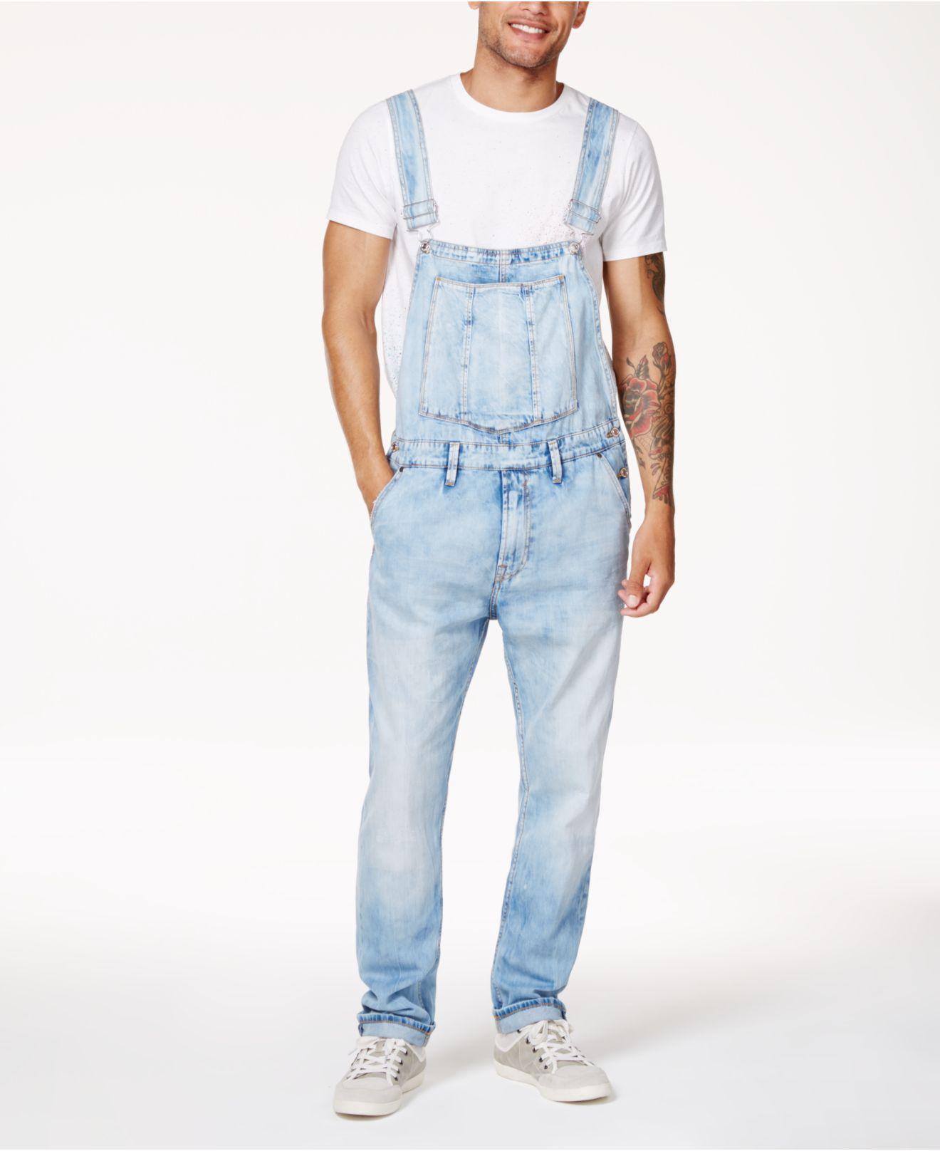 Guess Cotton Riverbed Stretch Overalls in Blue Men - Lyst