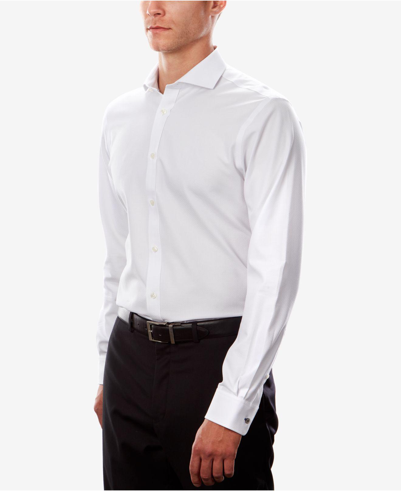 Tommy Hilfiger Fitted Th Flex Cooling Stretch Performance White Spread  Collar Dress Shirt for Men | Lyst