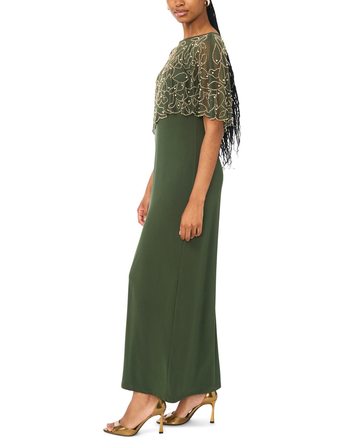 msk green dress MSK Dress Womens XL Green Multicolor Boho Diamond Abstract Casual Career