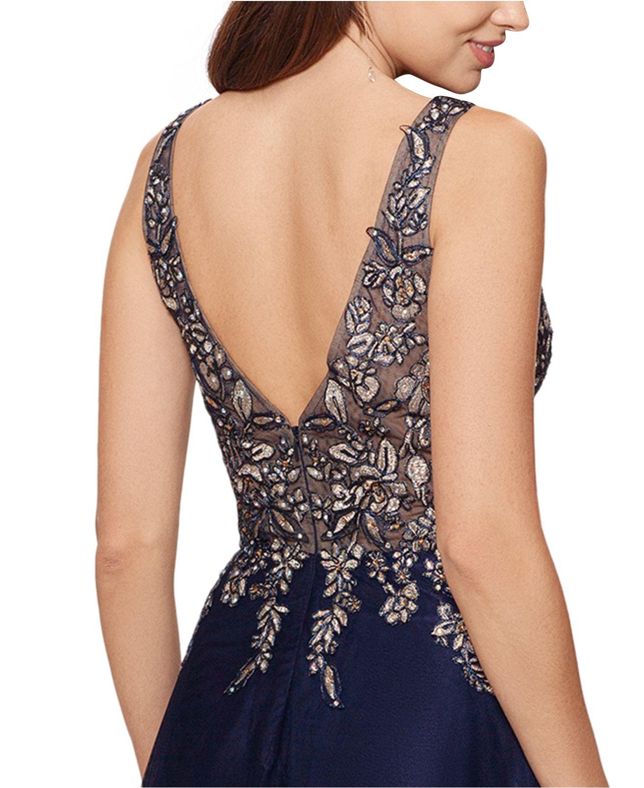 xscape embroidered lace ballgown