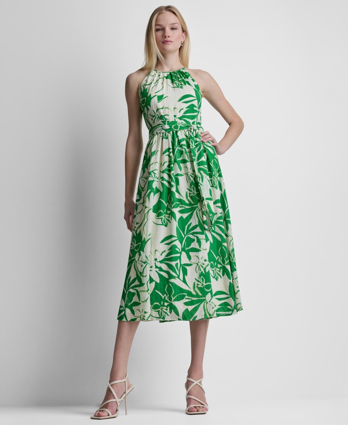 green emerald velvet dress DKNY Womens Fit and Flare Trapeze Dress, Glass, 6 US at Amazon Women's  Clothing store main image 1