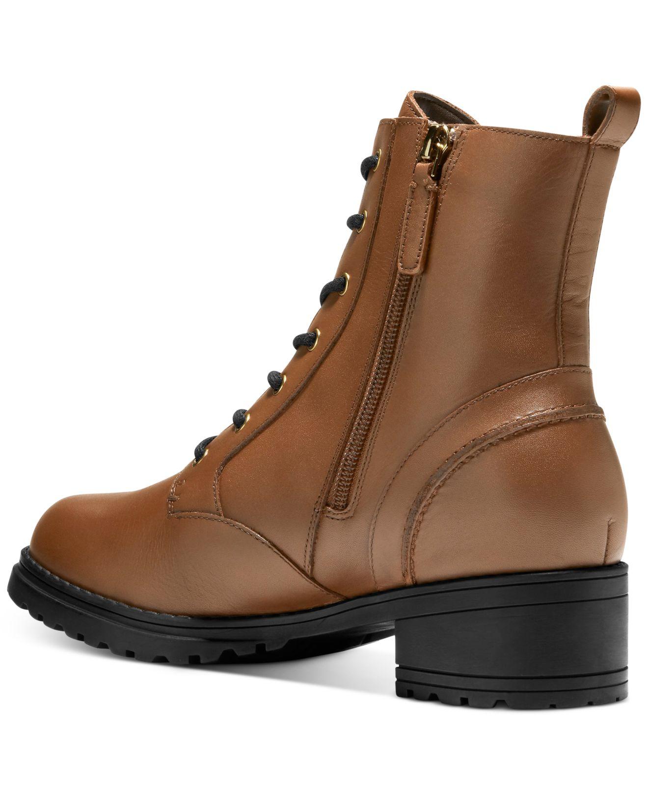Cole Haan Leather Camea Lug Sole Combat Boots in Brown - Lyst