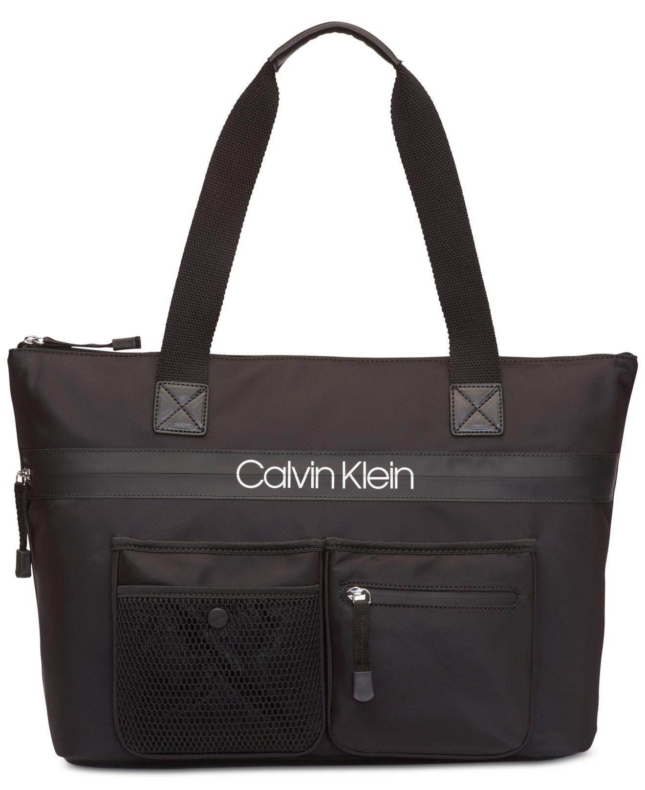 Calvin Klein Synthetic Tabbie Nylon Tote in Black/Silver (Black) Lyst