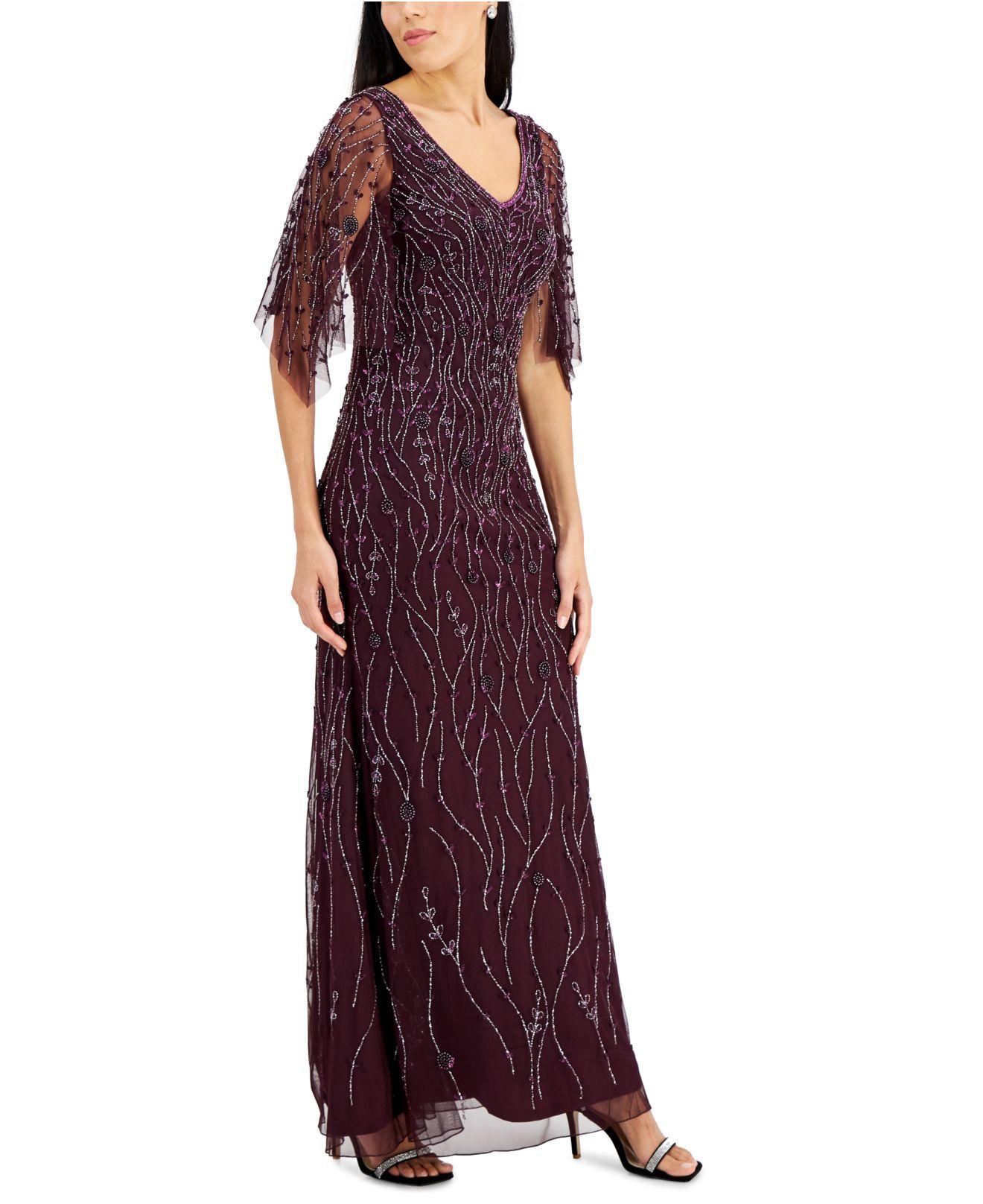 J Kara Synthetic Beaded V-neck Flutter 