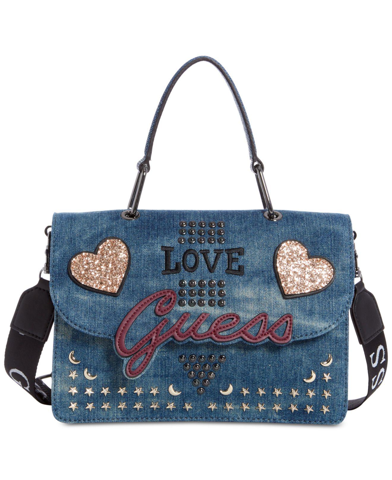 guess blue jean purse