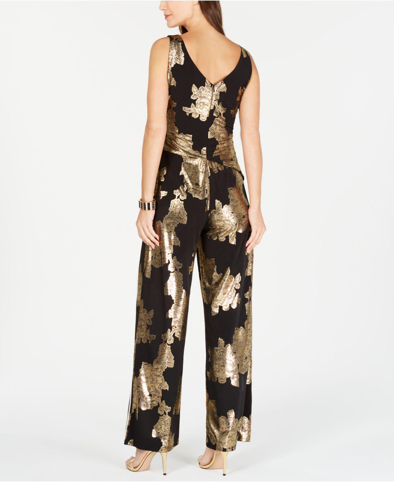 nine west metallic print jumpsuit