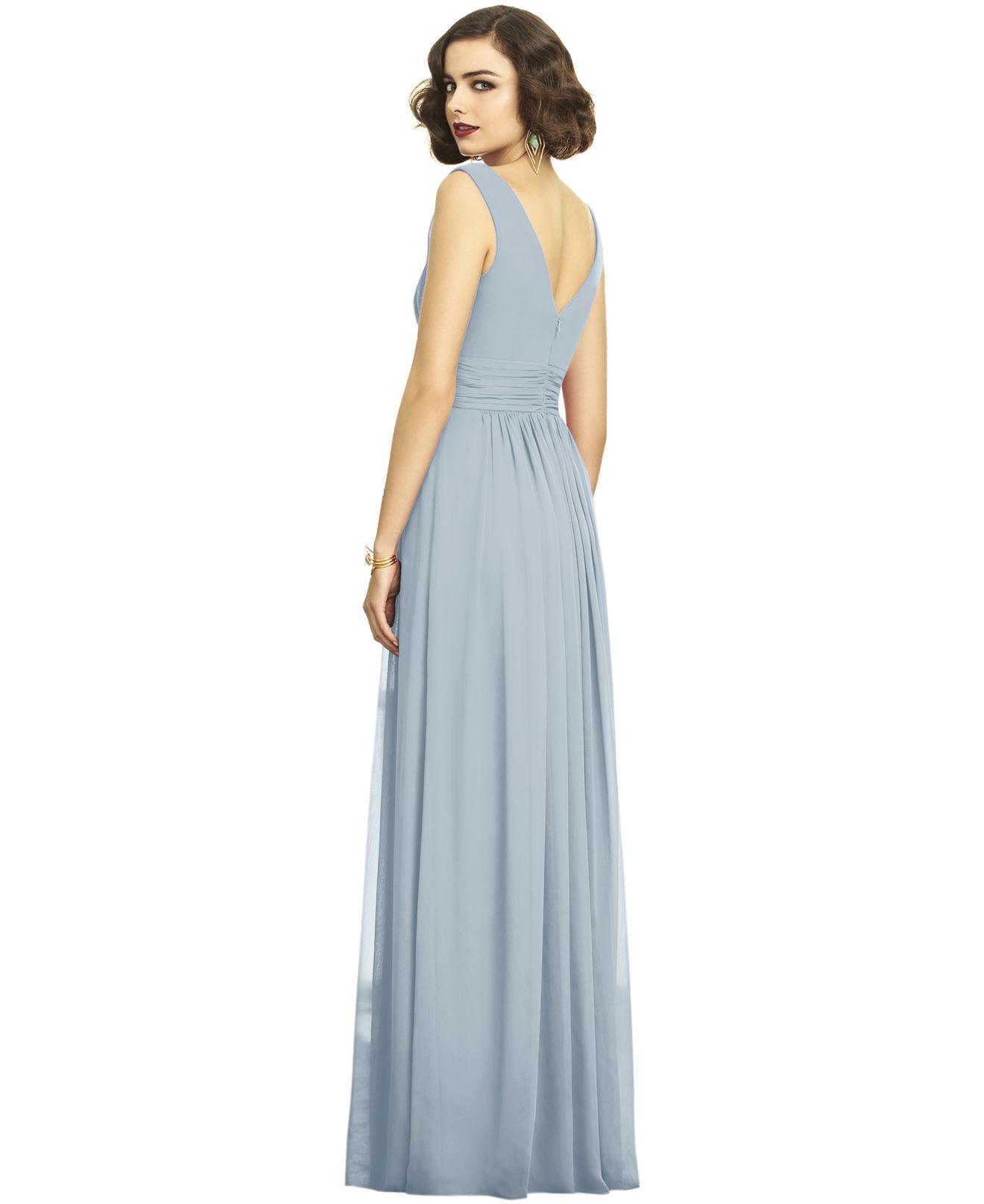 shirred chiffon gown