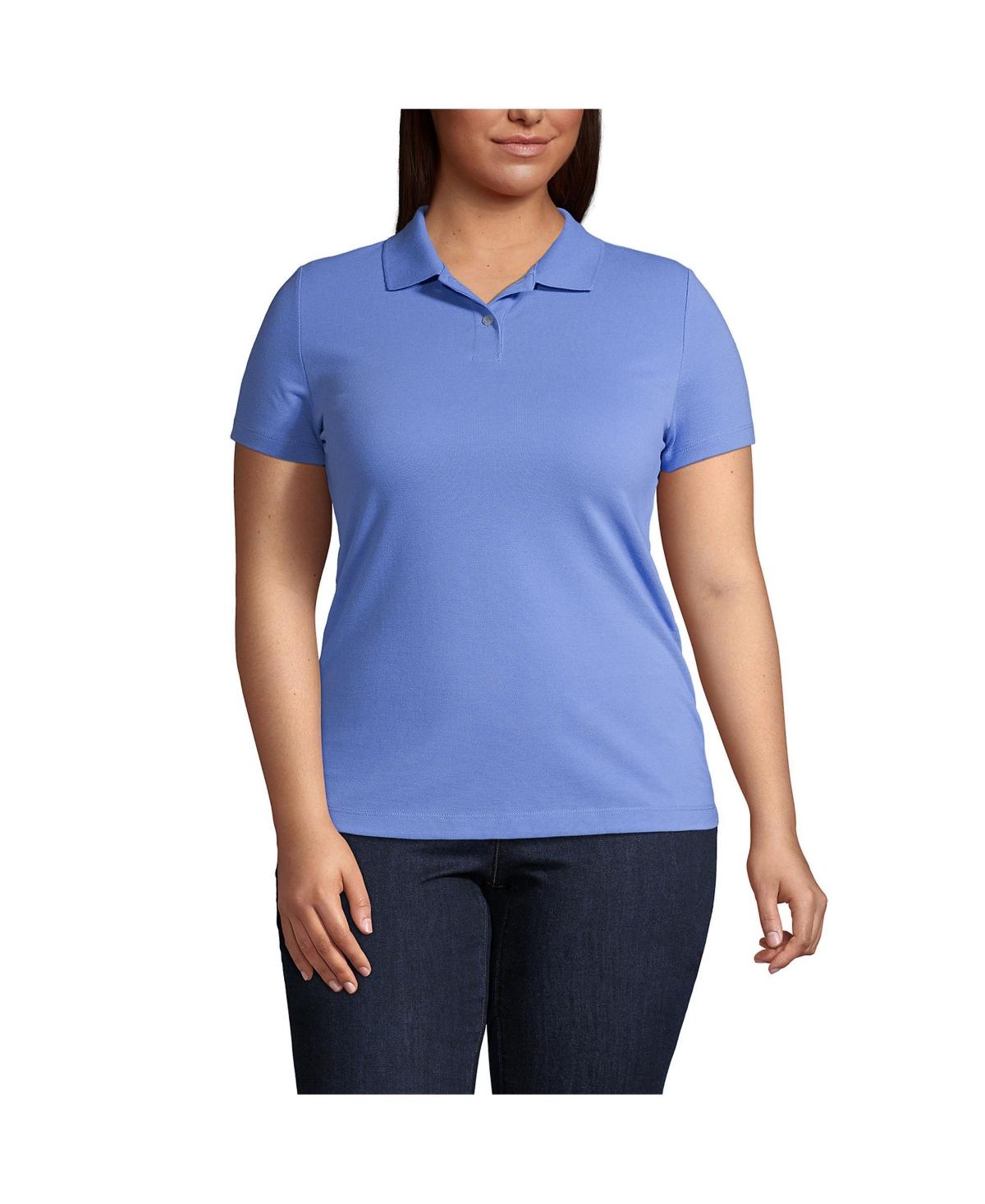 Lands End Plus Size Short Sleeve Basic Mesh Polo Shirt in Blue Lyst