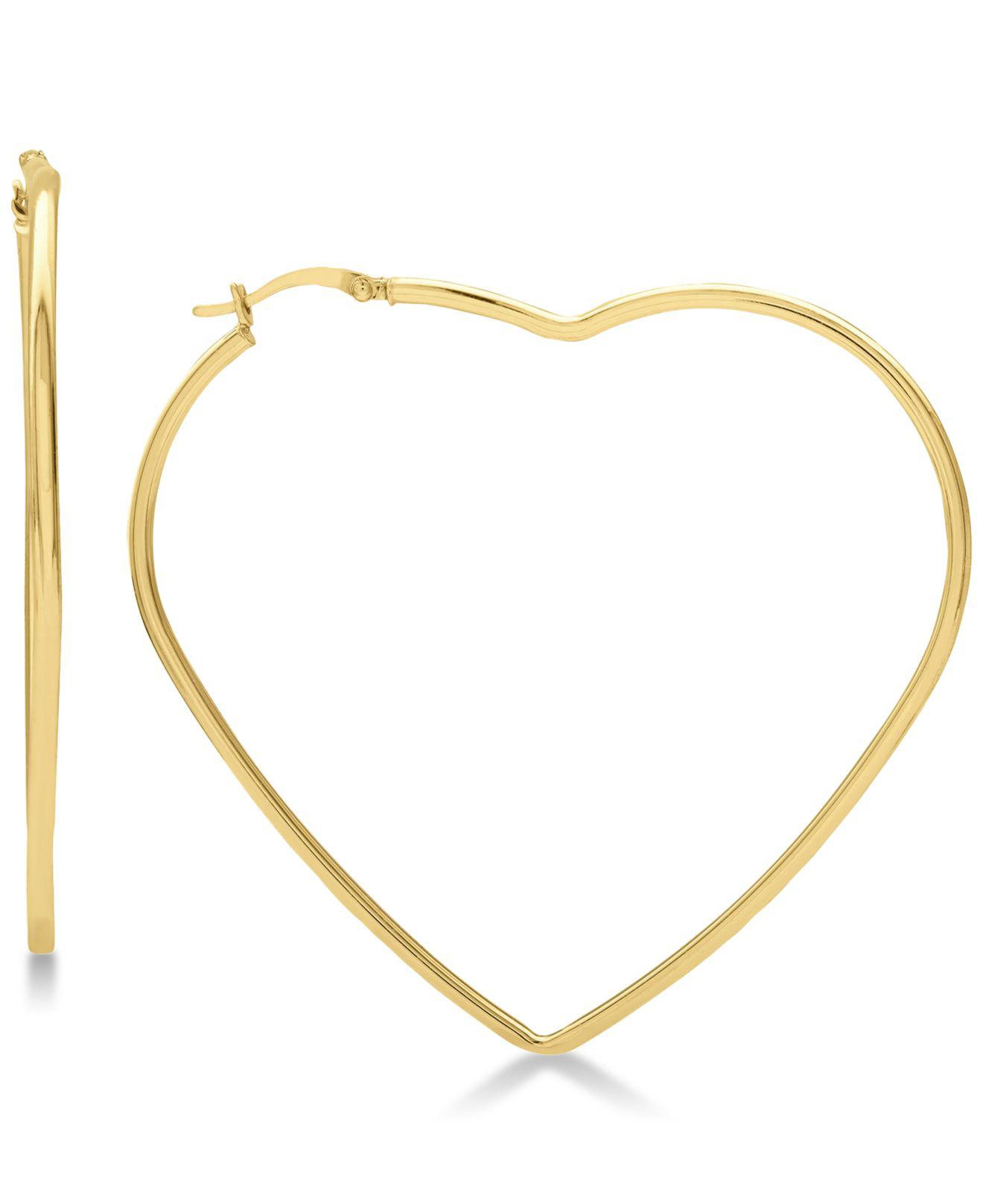 Macy's Large Heart Shape Hoop Earrings in Metallic - Lyst