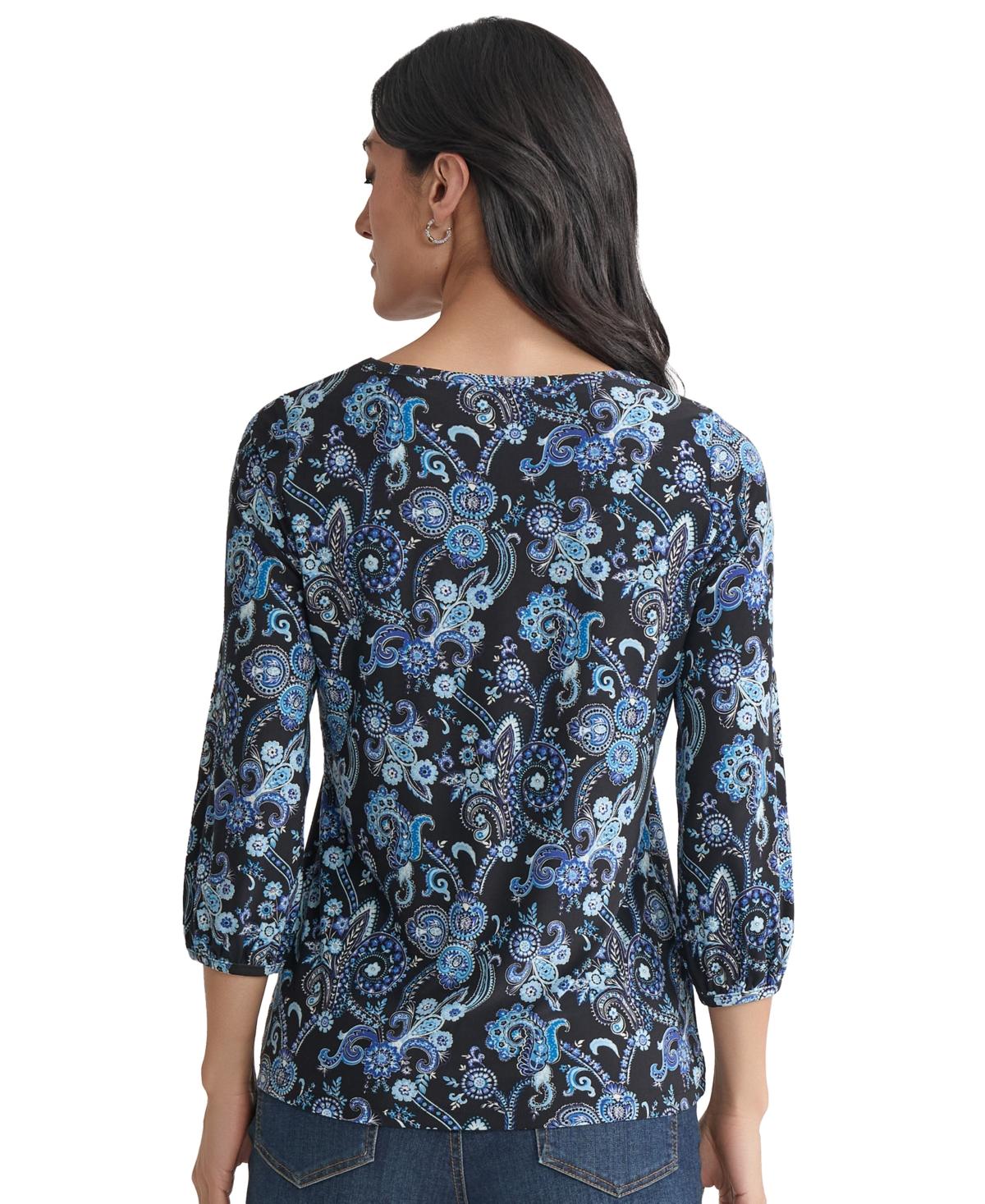 売れ筋商品|||ジョーンズニューヨーク カットソー トップス レディース Women's Paisley-Print Flared-Sleeve Tunic Jones White Multi Jones New York Women's Tunic Shirts & Tops - Macy's