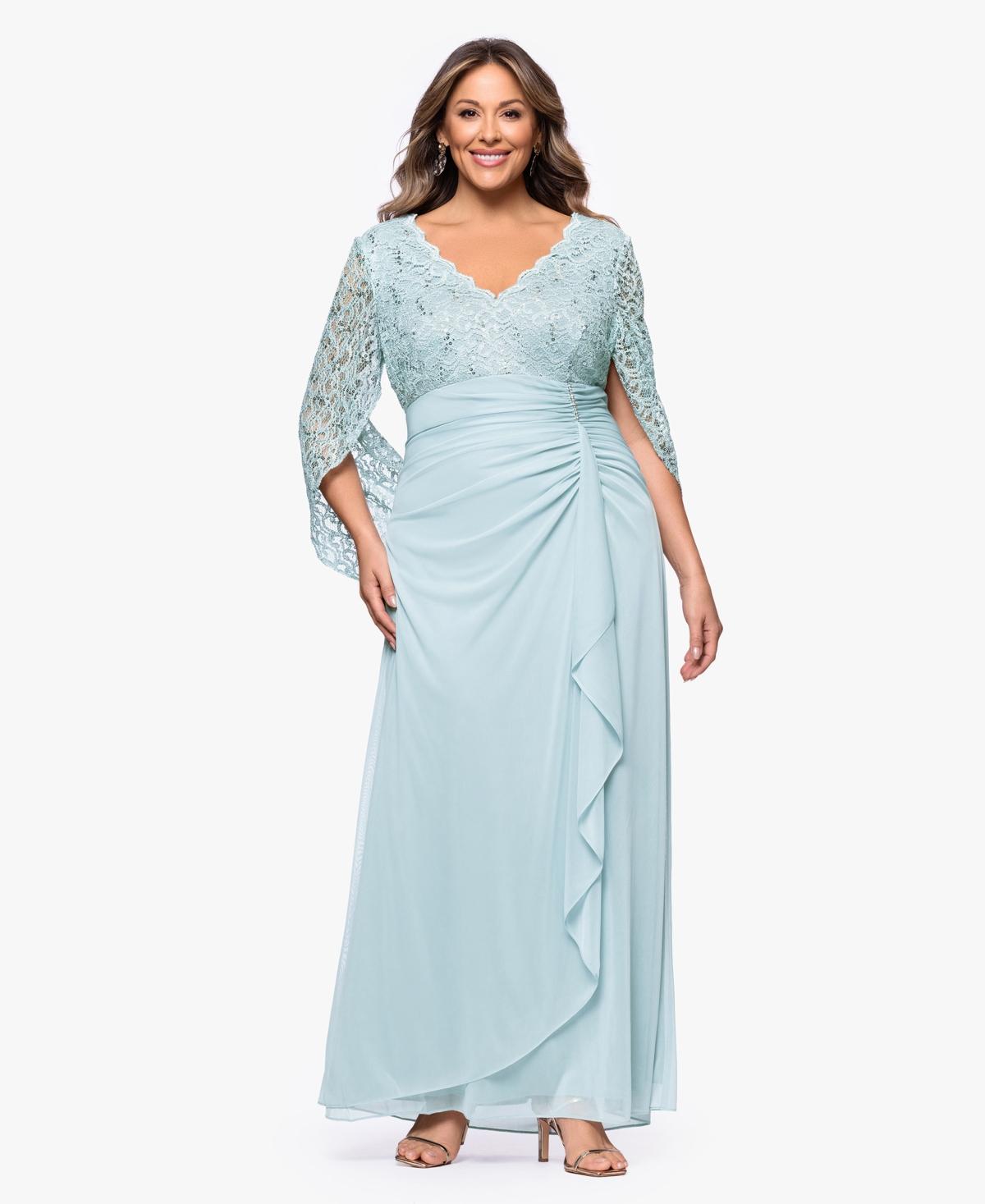 green emerald velvet dress B&A by Betsy & Adam Plus Size Sequin and Lace Gown – MOTHER OF