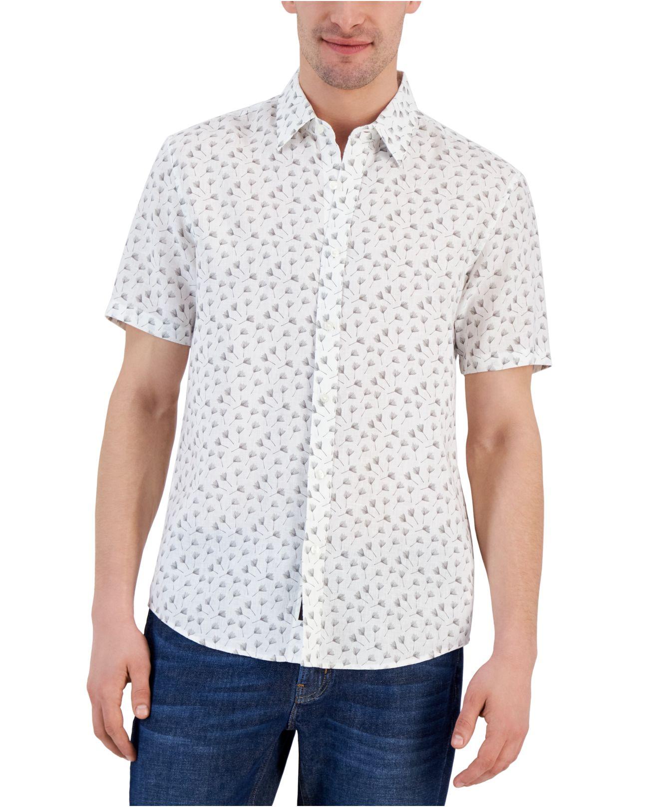 Michael Kors Slim-fit Printed Short Sleeve Shirt in White for Men | Lyst  Canada