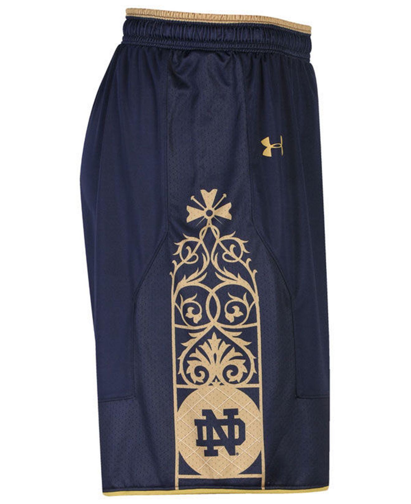 Under Armour Synthetic Notre Dame Fighting Irish Replica Basketball Shorts  in Navy (Blue) for Men - Lyst