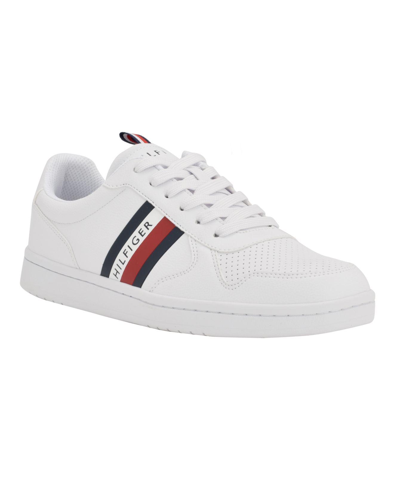 Tommy Hilfiger Lauro Perforated Detail Lace Up Sneakers in White for ...