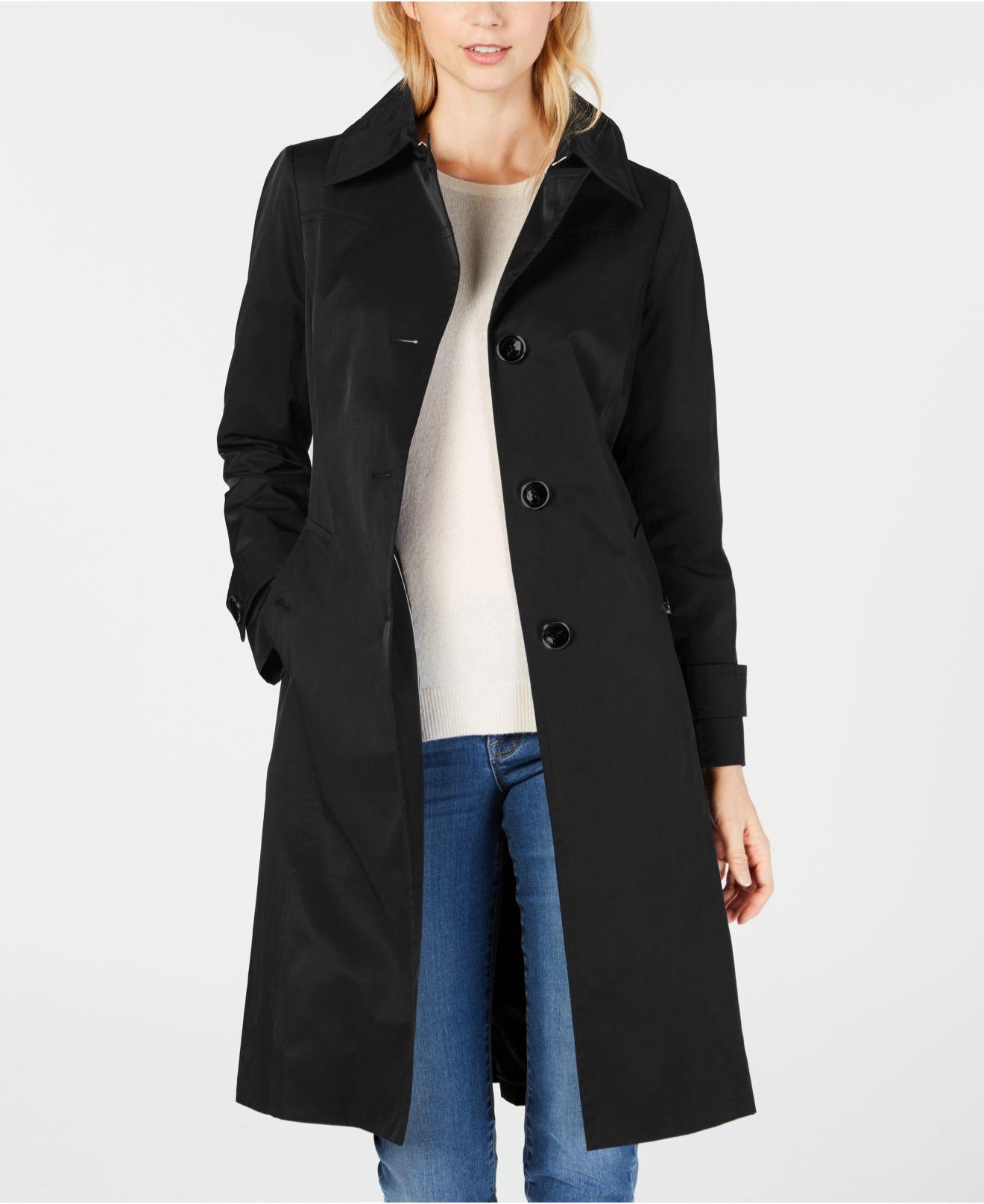 Anne Klein Cotton Belted Hooded Waterresistant Trench Coat in Black Lyst