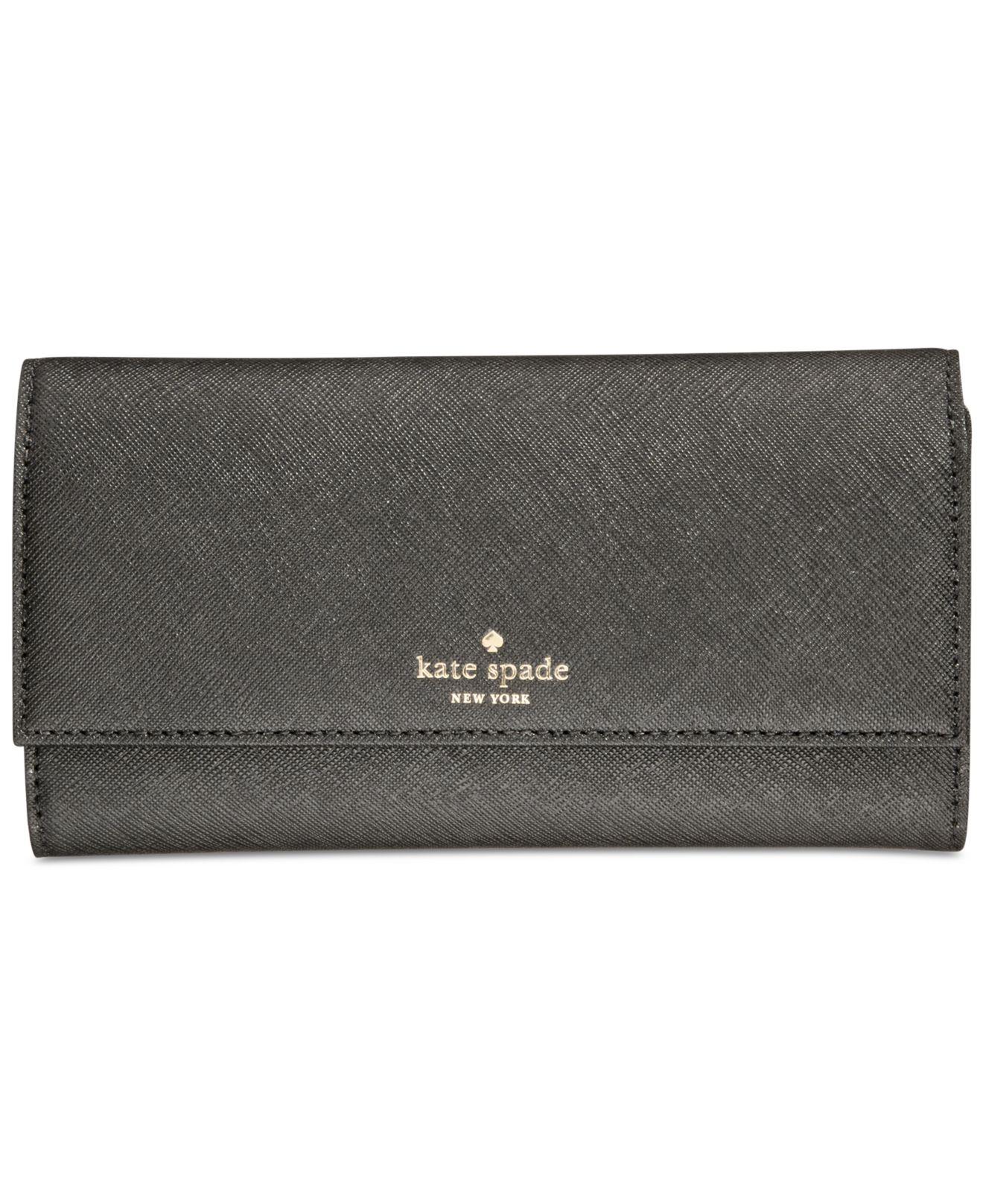 Kate Spade Phone Saffiano Leather Wallet in Black/Gold (Black) - Lyst