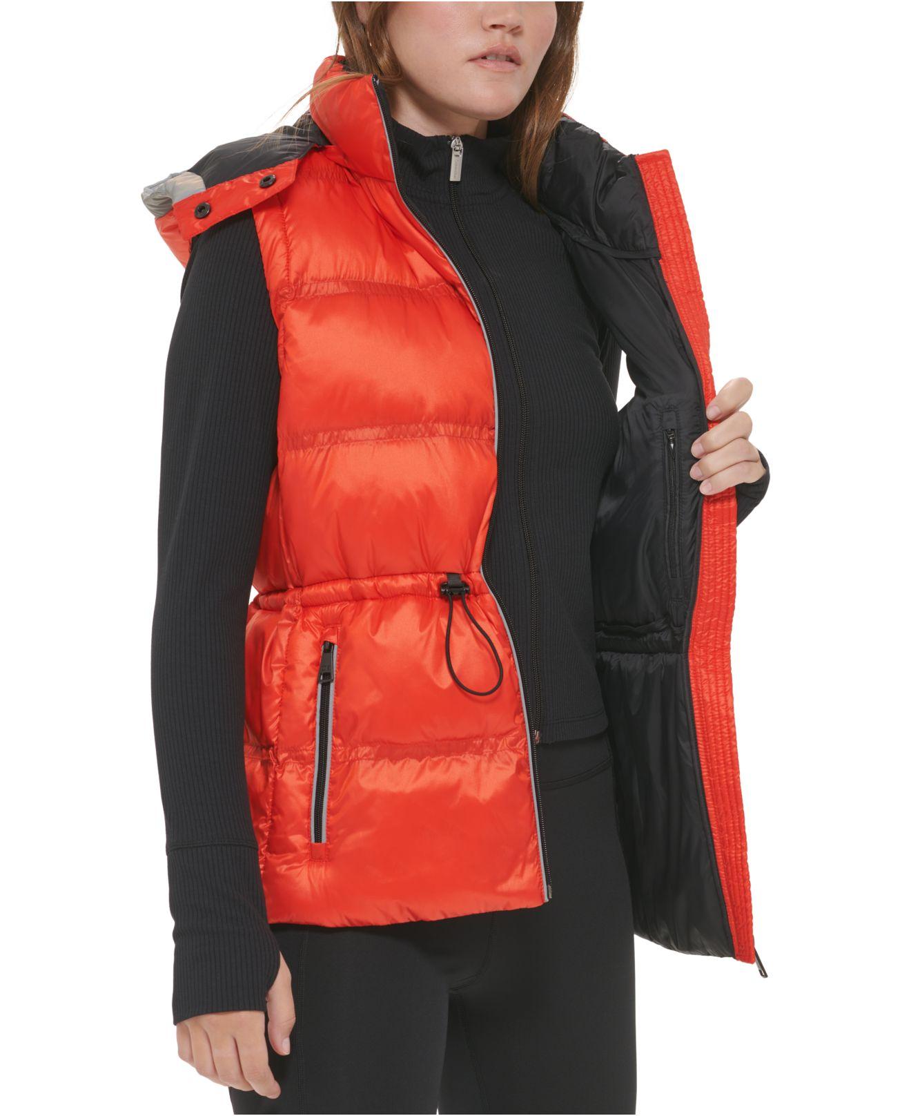 Calvin Klein Double-quilted Hooded Vest in Red | Lyst