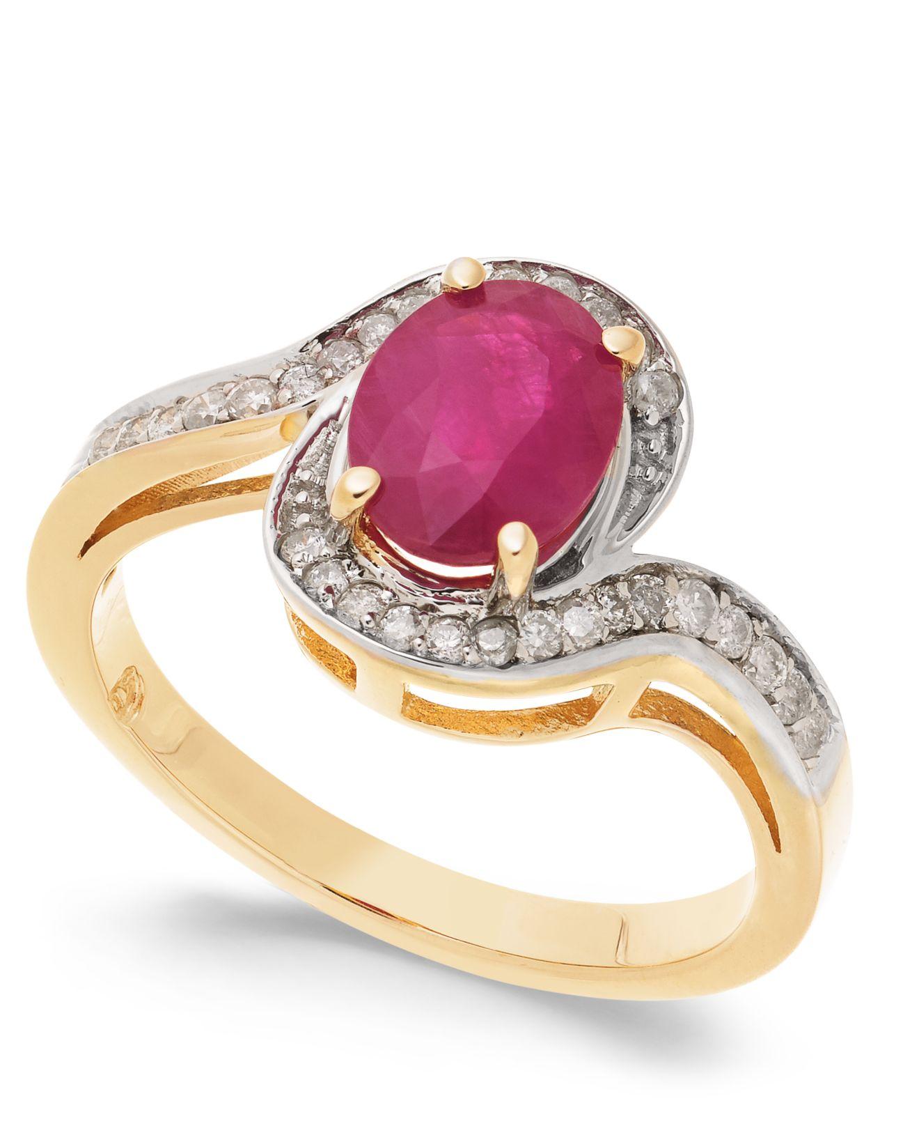 Macy's Ruby (11/2 Ct. T.w.) & Diamond (1/6 Ct. T.w.) Swirl Ring In 14k