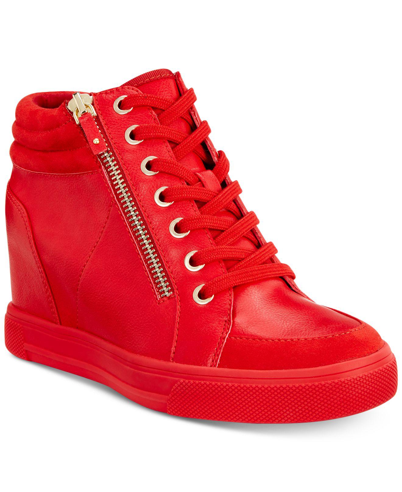 ALDO Kaia Lace-up Wedge Sneakers in Red - Lyst