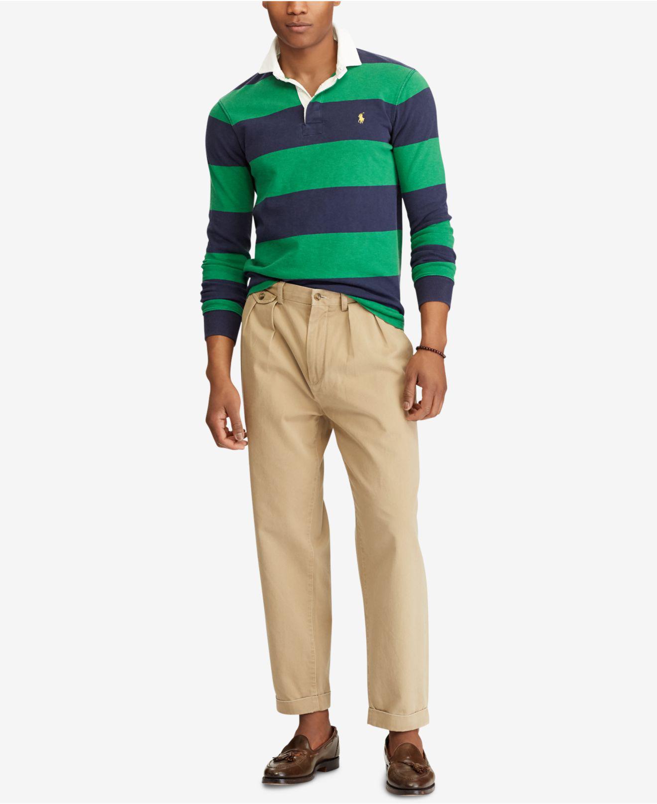 Shredded sneen blomst Polo Ralph Lauren Iconic Striped Rugby Polo Shirt in Green for Men | Lyst