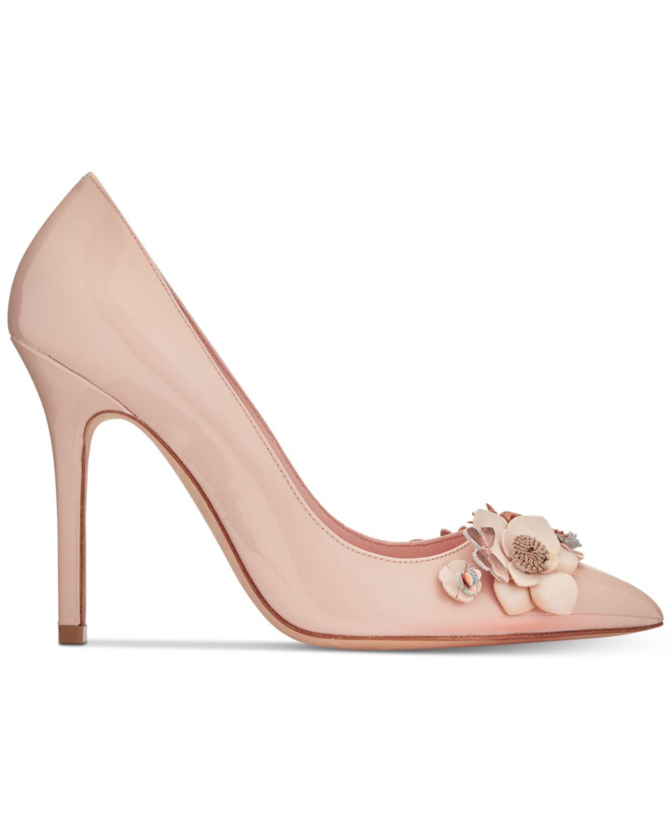 Kate Spade Leather Evelyn Embellished Pointed Toe Pumps in Pale Pink ...
