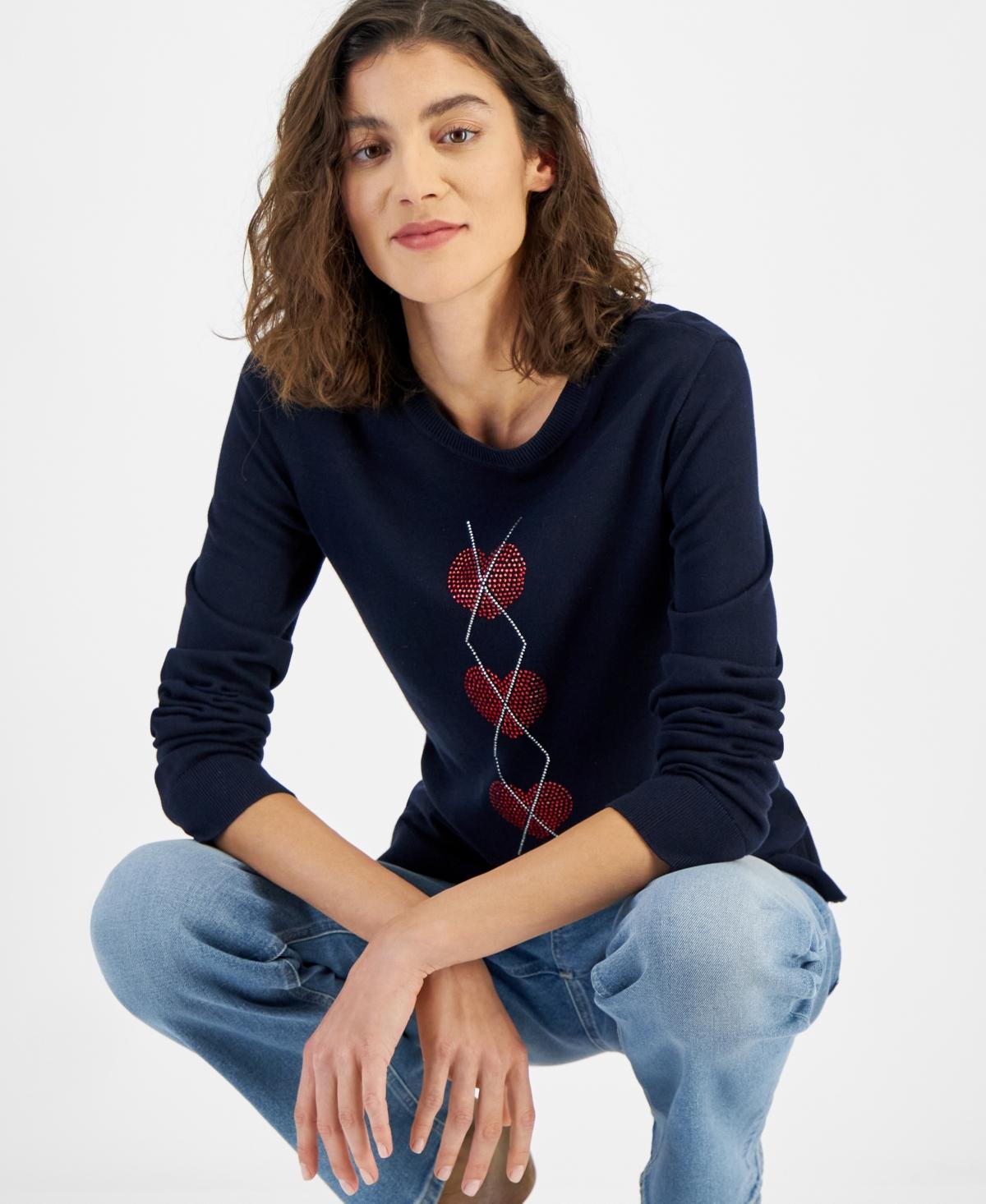 Tommy Hilfiger Heart Argly Long-sleeve Sweater in Blue Lyst