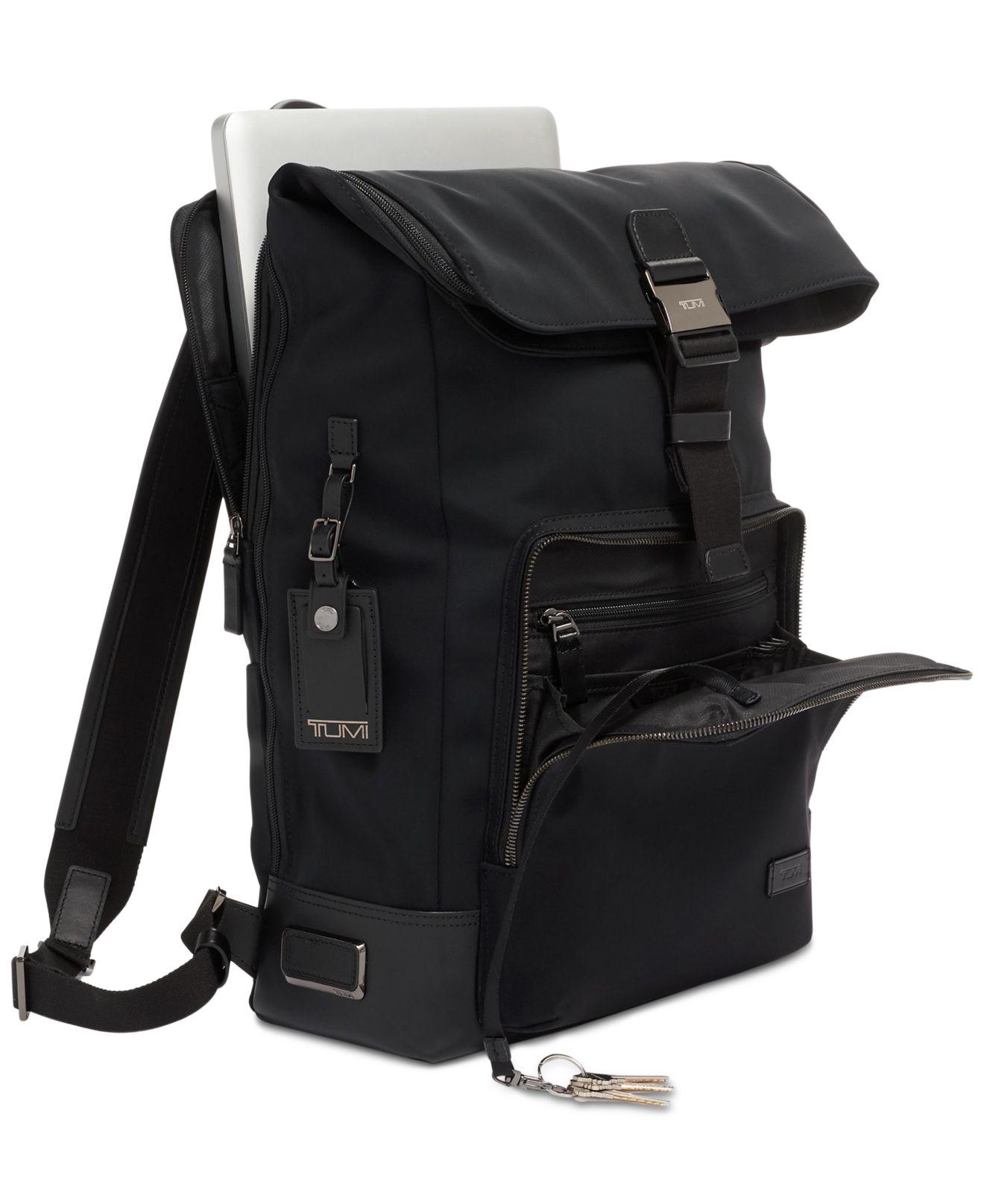 Tumi Leather Harrison Oak Roll - Top Backpack in Black for Men - Lyst