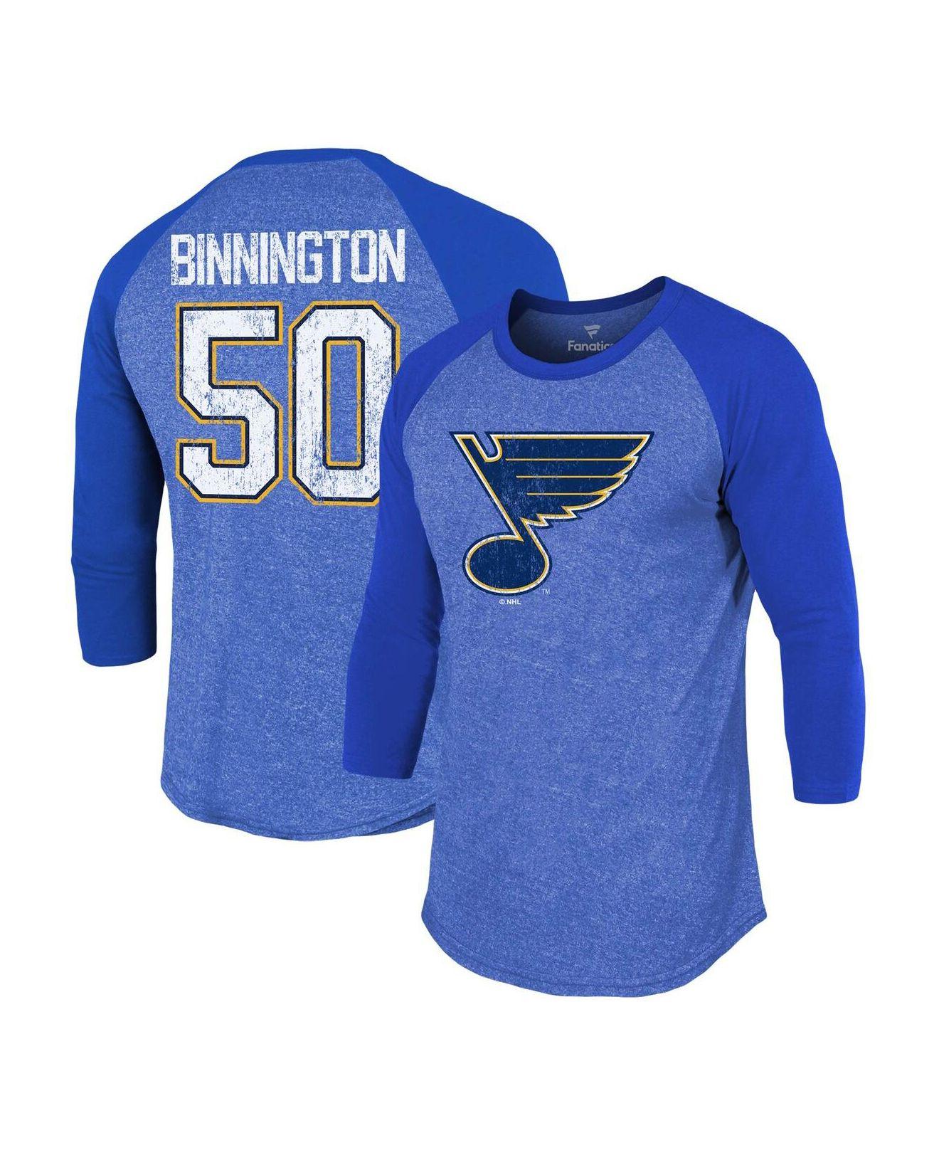 Jordan Binnington St Louis Blues Blue Authentic Stack Short Sleeve Player T  Shirt