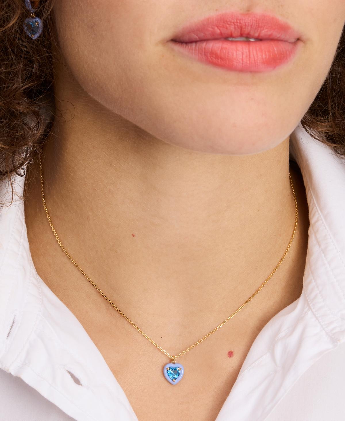Kate Spade Cubic Zirconia Heart Halo Pendant Necklace in Blue Lyst