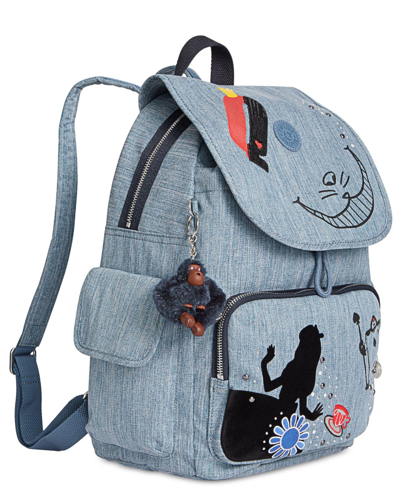 kipling denim backpack