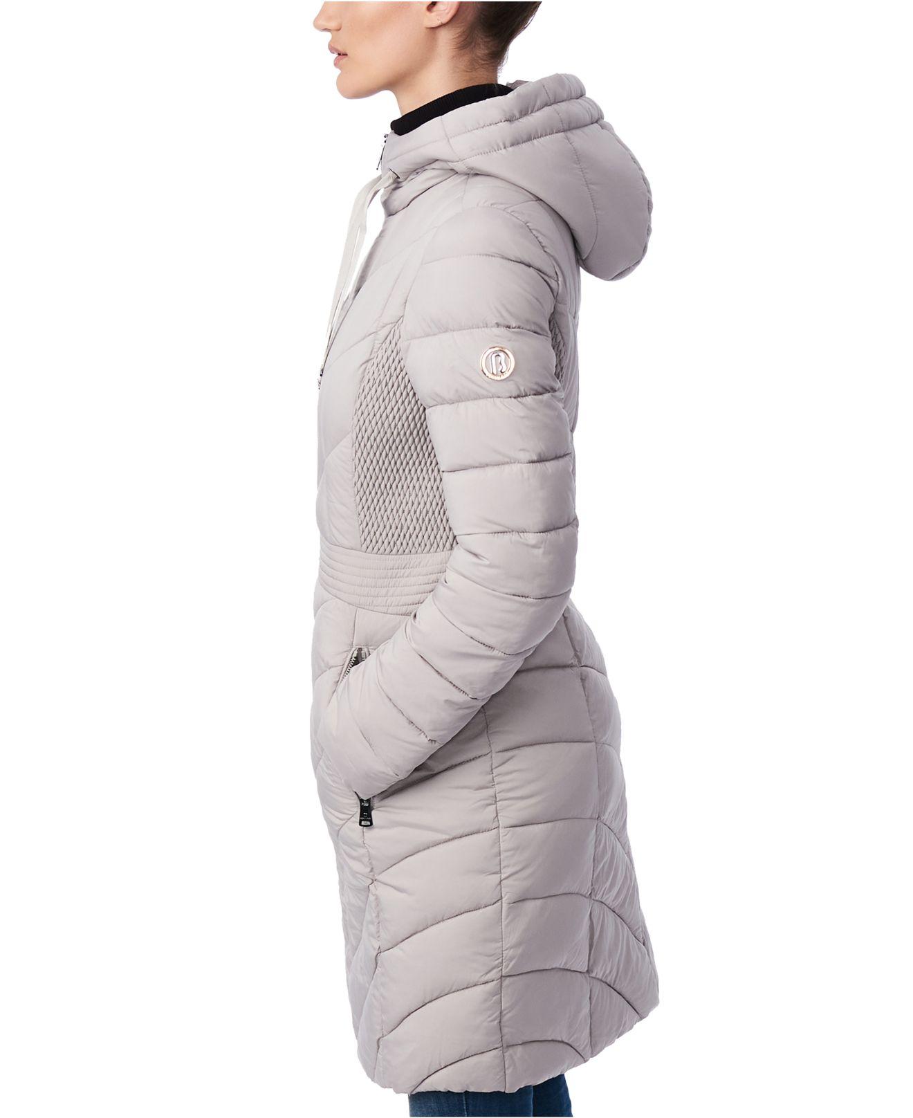 Bernardo Hooded Packable Puffer Coat in Gray - Lyst