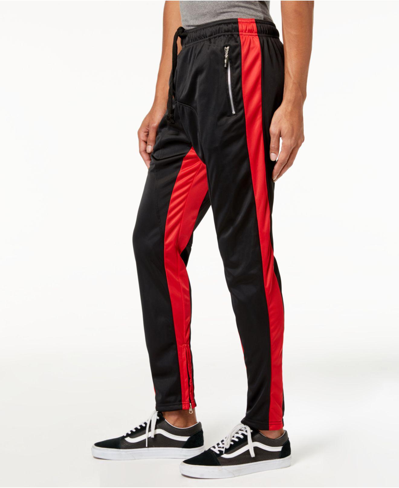 track pants red with black stripe