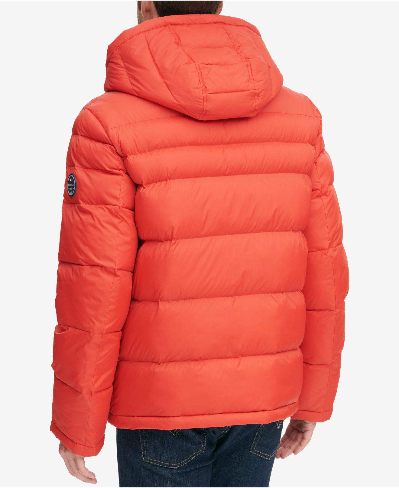 tommy hilfiger orange puffer jacket 