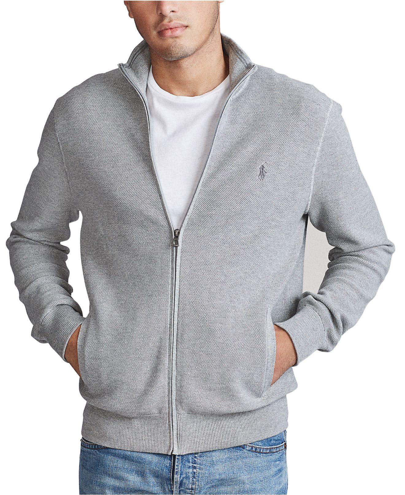 Polo Ralph Lauren Cotton Fullzip Sweater in Gray for Men Lyst