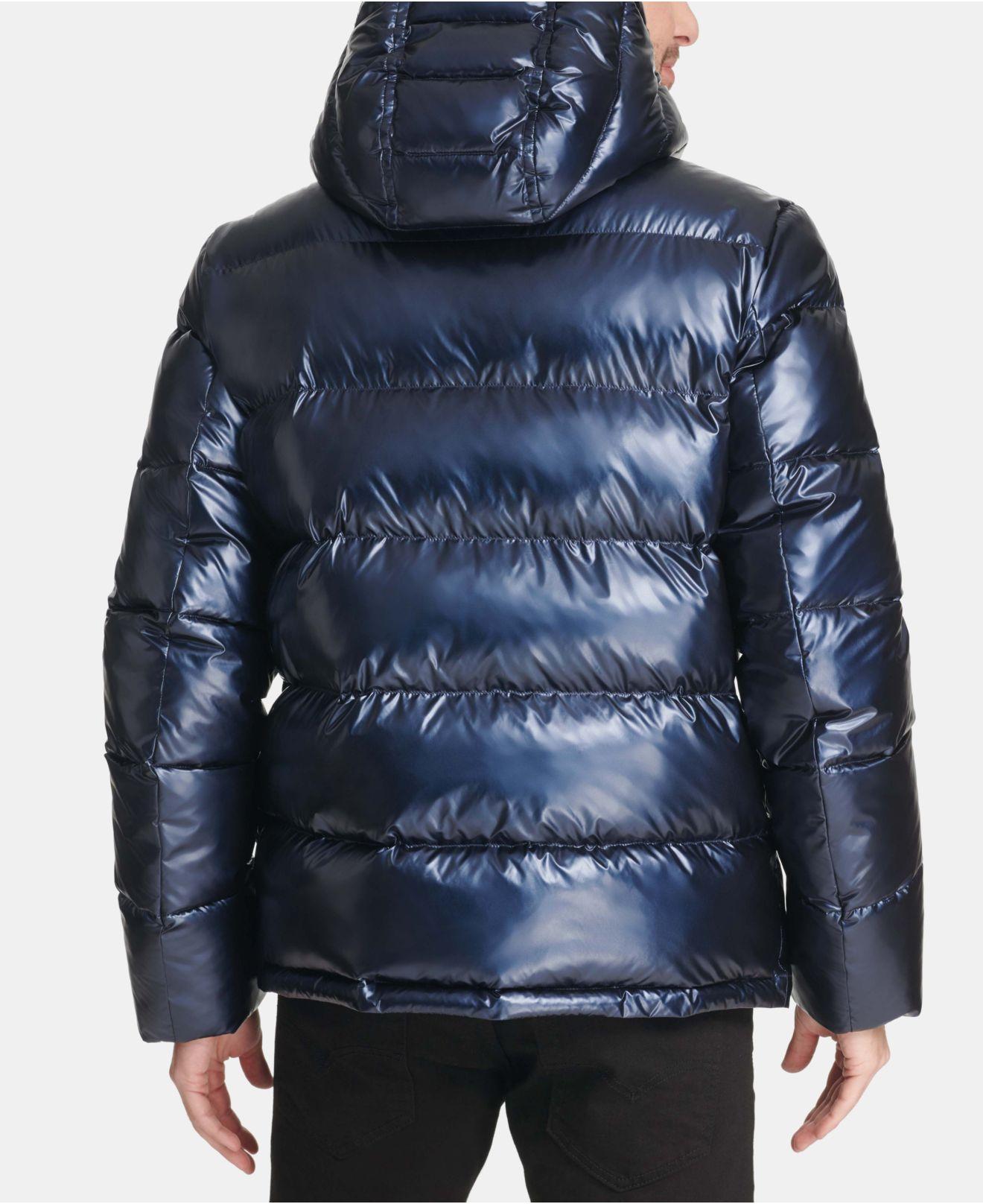Tommy Hilfiger Synthetic Pearlized Performance Hooded Puffer Coat in