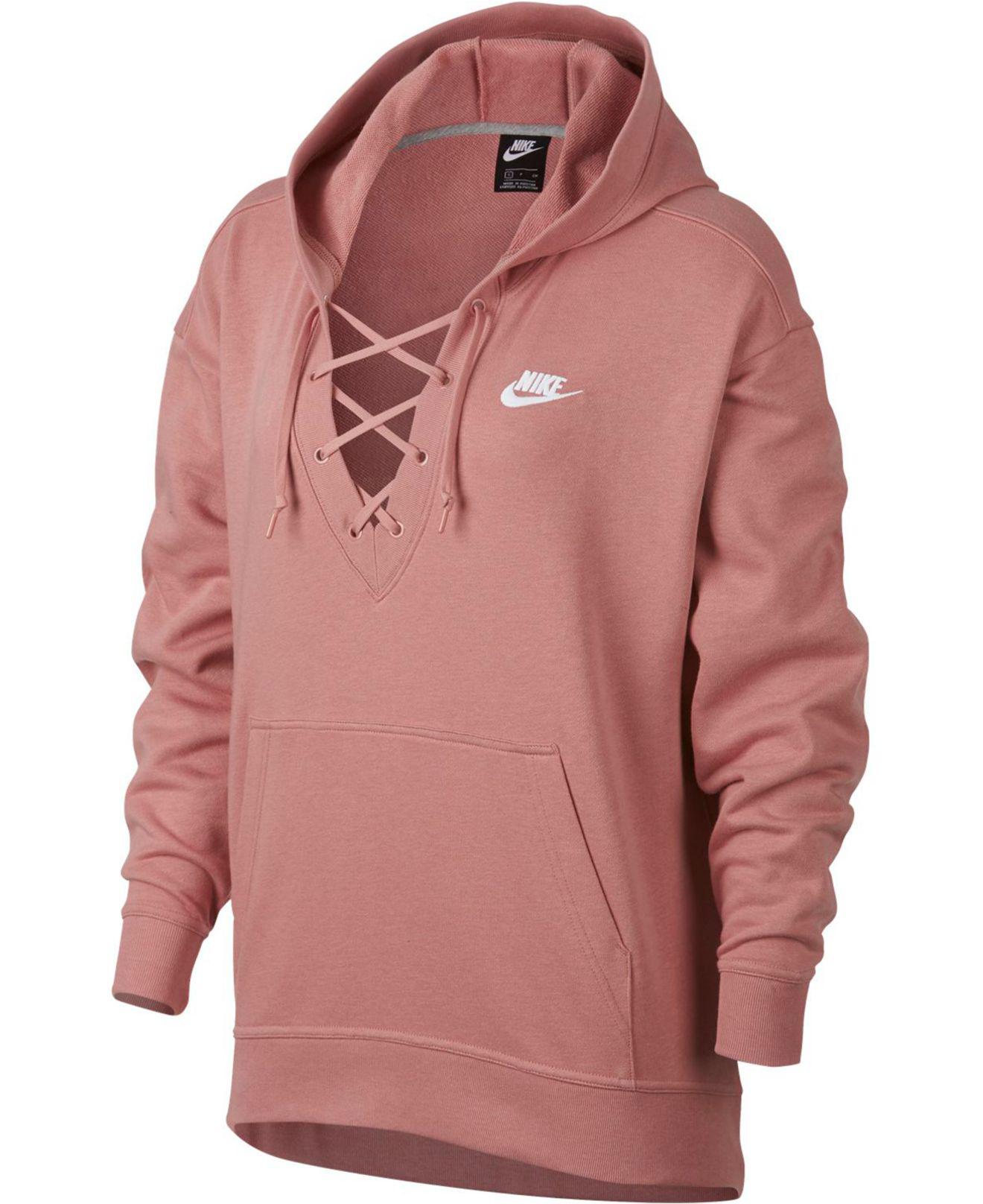 pink lace up hoodie