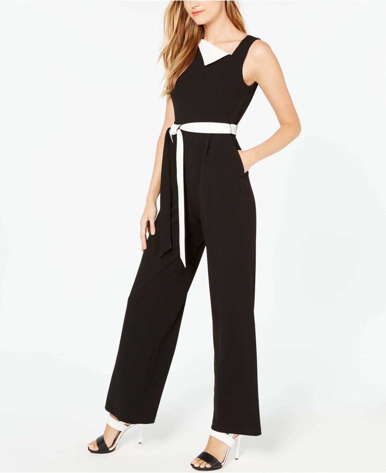 calvin klein black and white jumpsuit