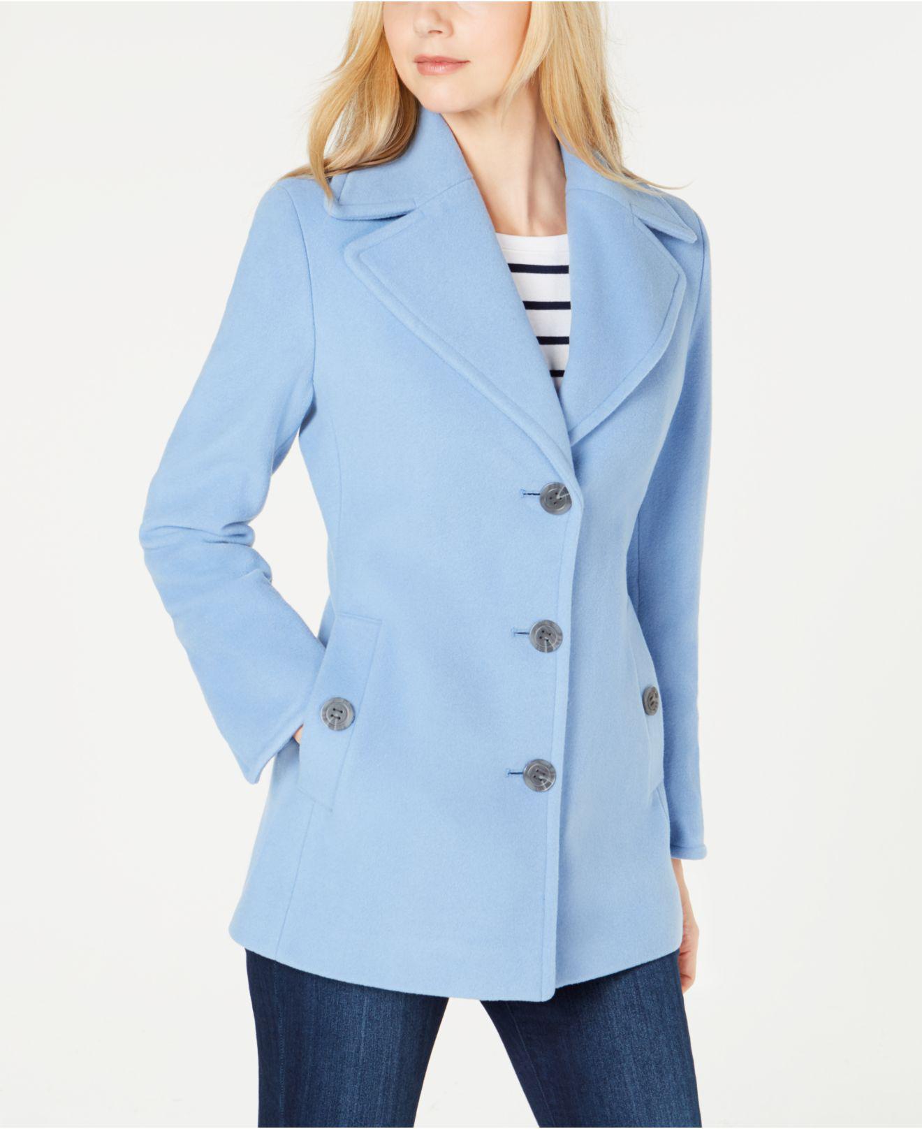 Calvin Klein Wool-cashmere Single-breasted Peacoat, Created For Macy's in  Blue | Lyst