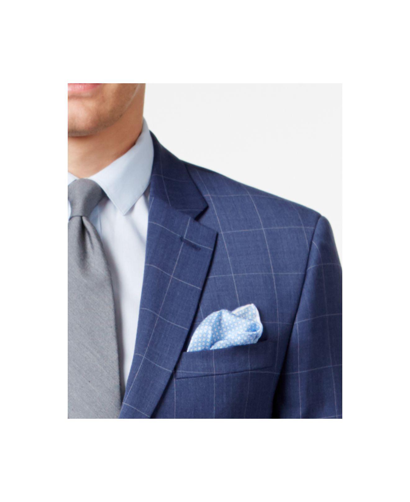 tommy hilfiger blue windowpane suit