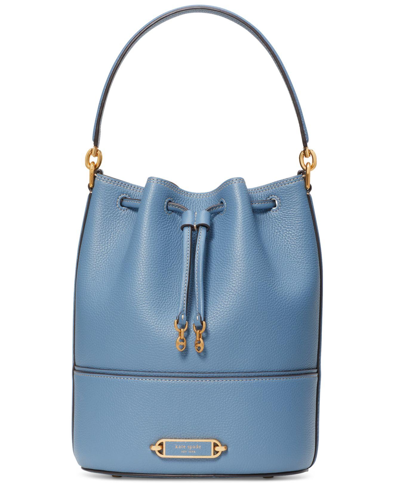Kate Spade Gramercy Pebbled Leather Medium Bucket Bag in Blue | Lyst