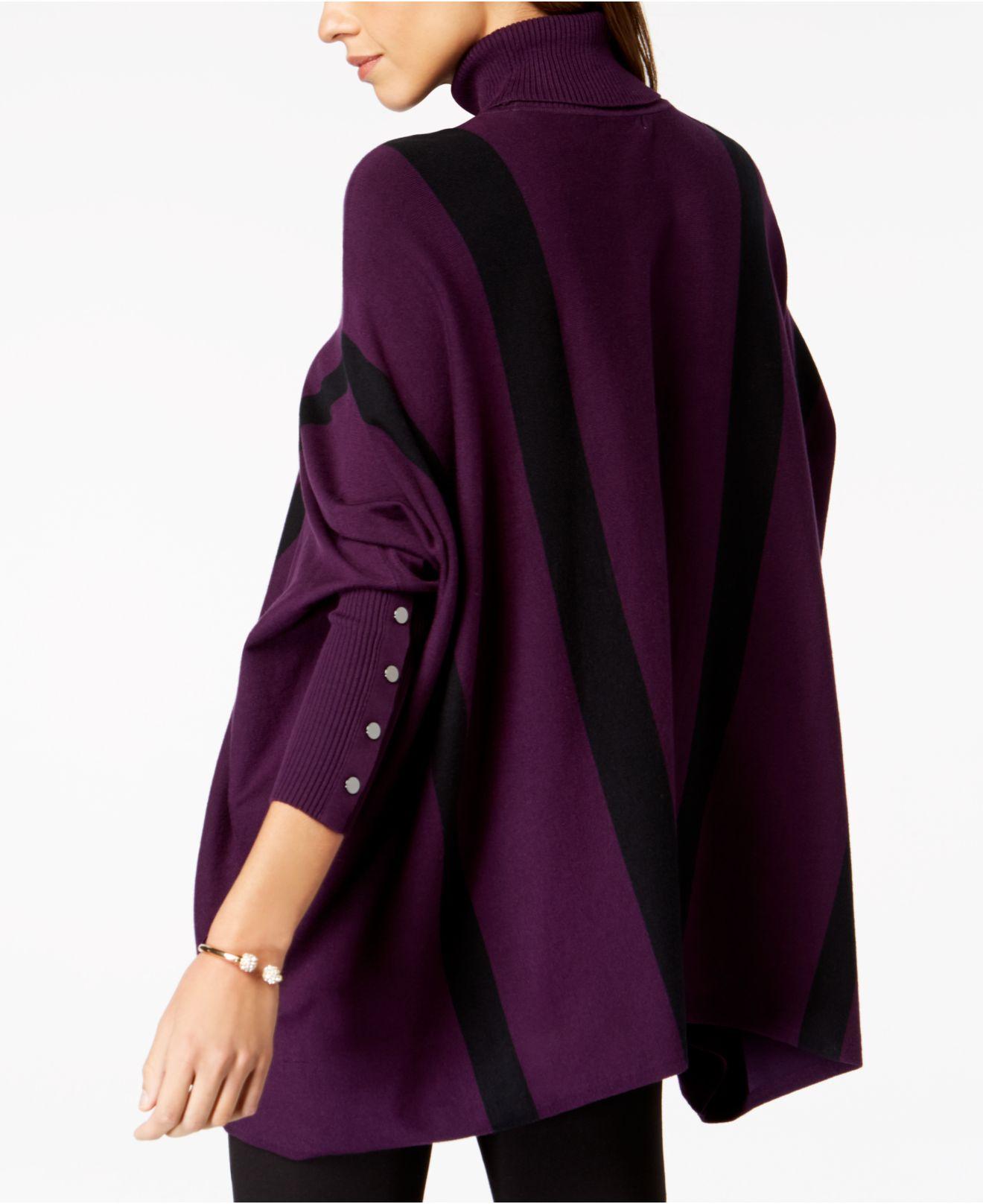 alfani striped poncho sweater