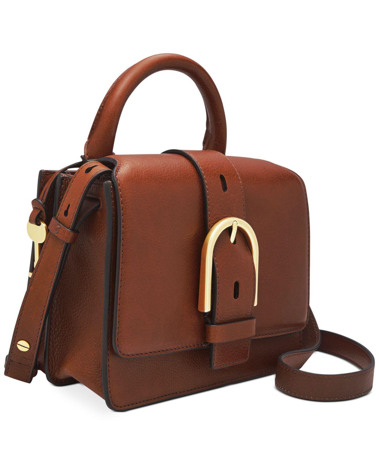 Fossil Wiley Top Handle Leather Satchel in Brown | Lyst