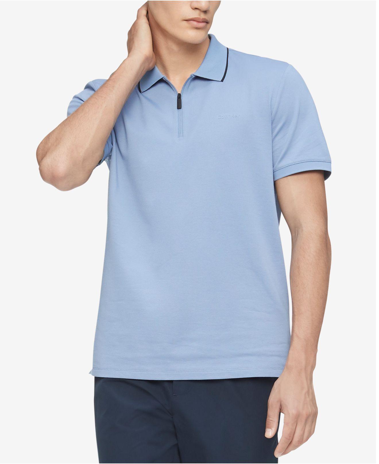 Calvin Klein Move 365 Zip Polo in Blue for Men | Lyst