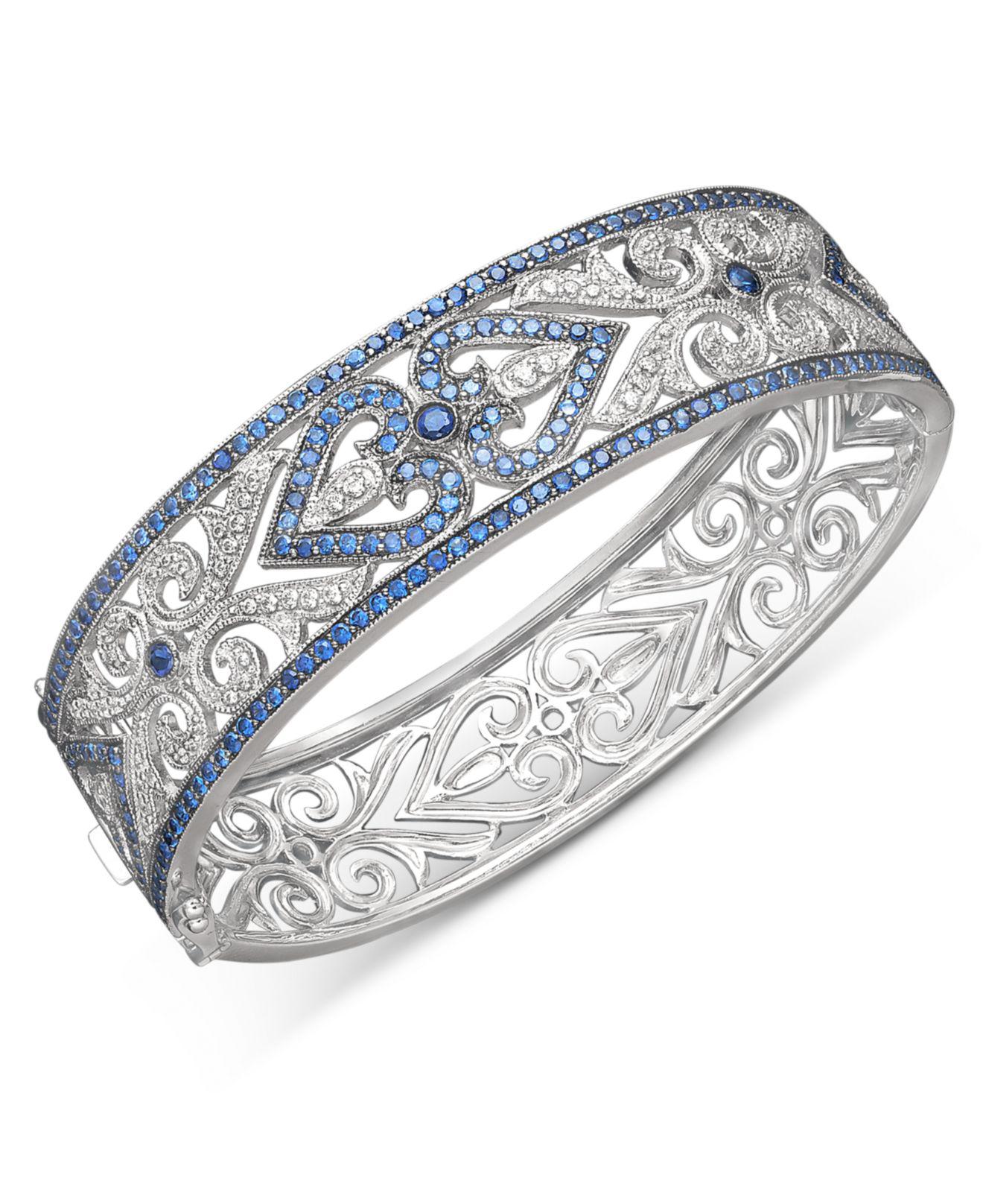 Macy's Sterling Silver Bracelet, Sapphire (33/4 Ct. T.w.) And Diamond