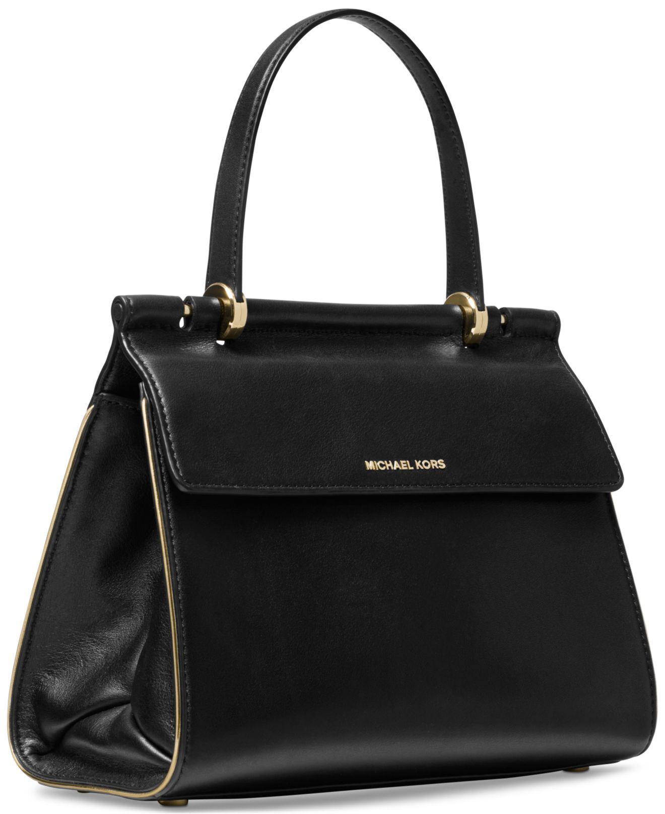 michael michael kors jasmine polished leather top handle satchel