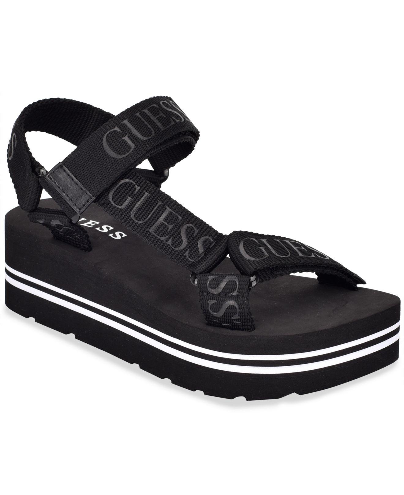 Guess Avin Logo Sport Sandals in Black | Lyst