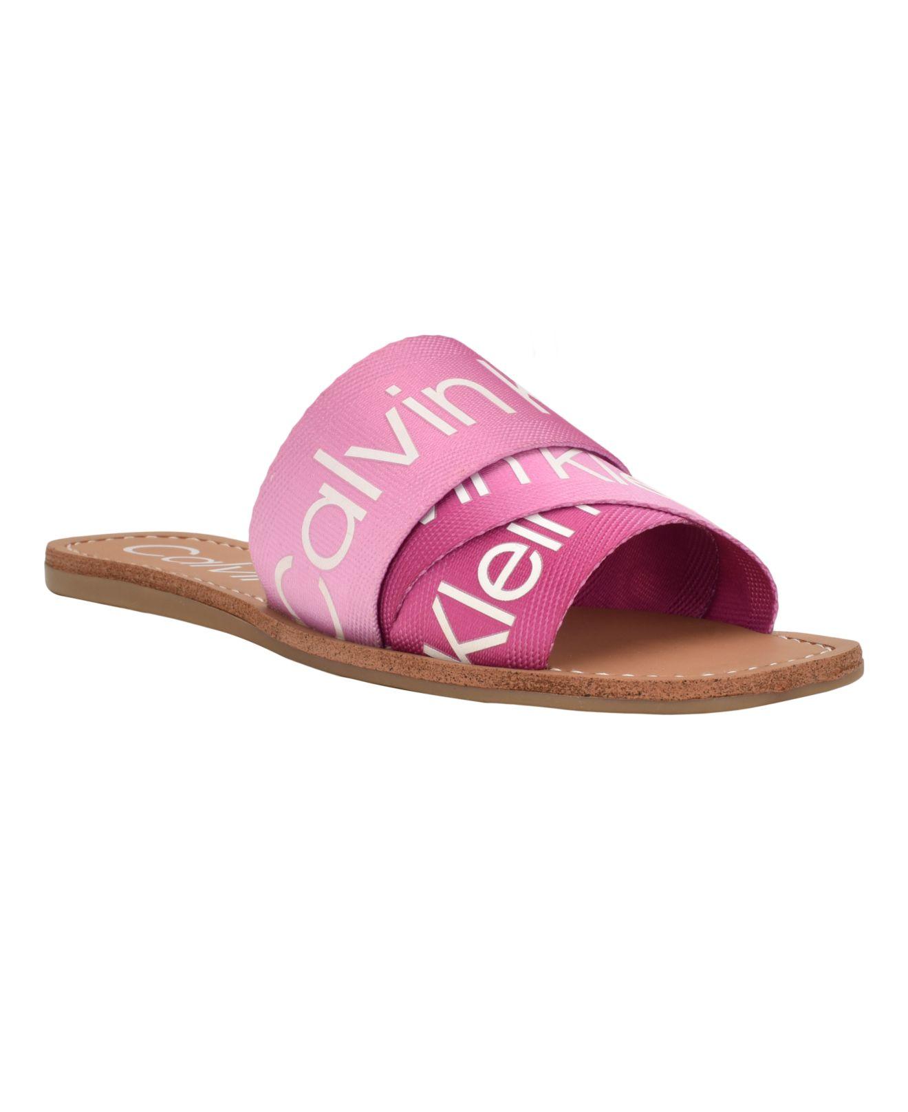 Calvin Klein Bainy Logo Flat Sandals in Pink | Lyst