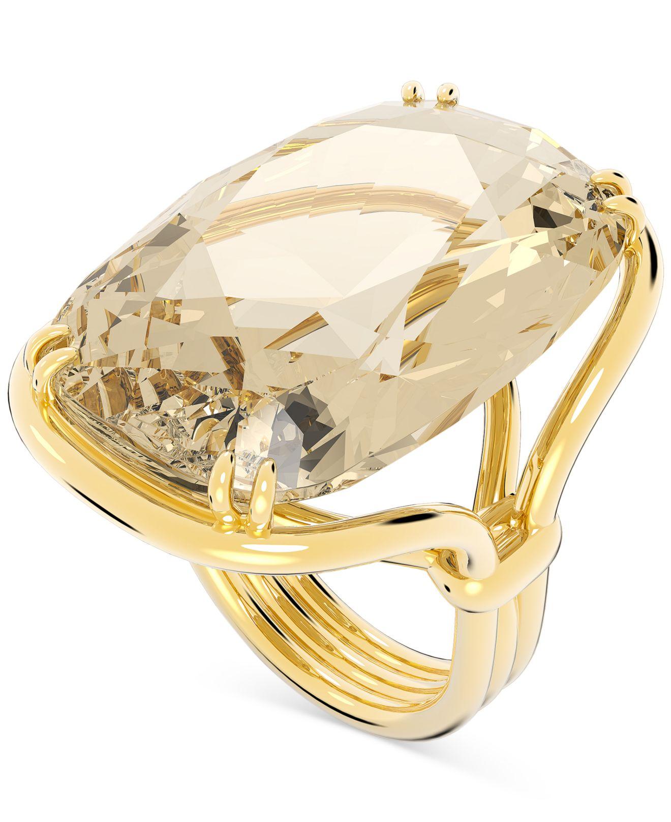 Swarovski Gold-tone Oversize Cushion-cut Crystal Cocktail Ring in ...