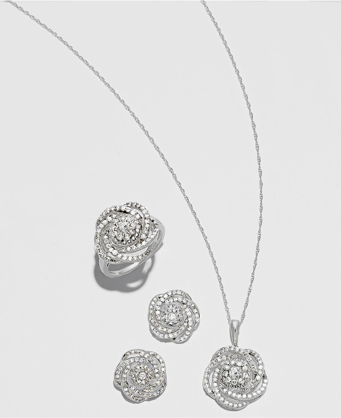 Macy S Diamond Earrings 14k White Gold Diamond Pave Knot Earrings